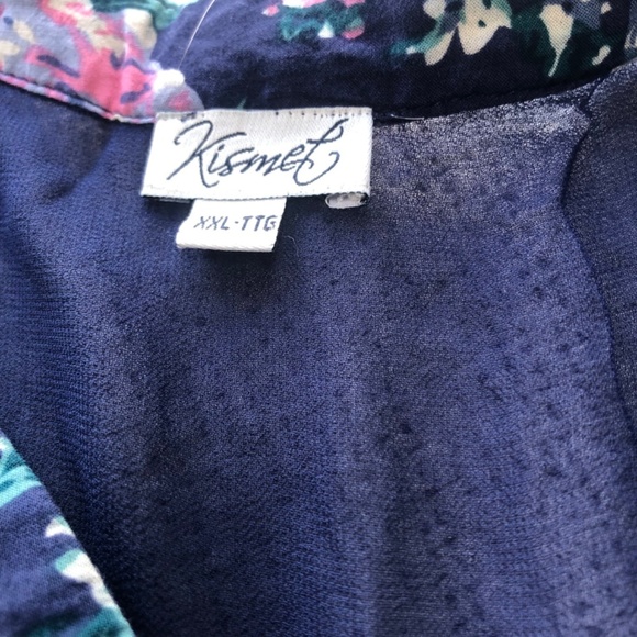 Kismet Xxlarge flowery blouse with sheer back. Button down front, sleeveless - Picture 2 of 6